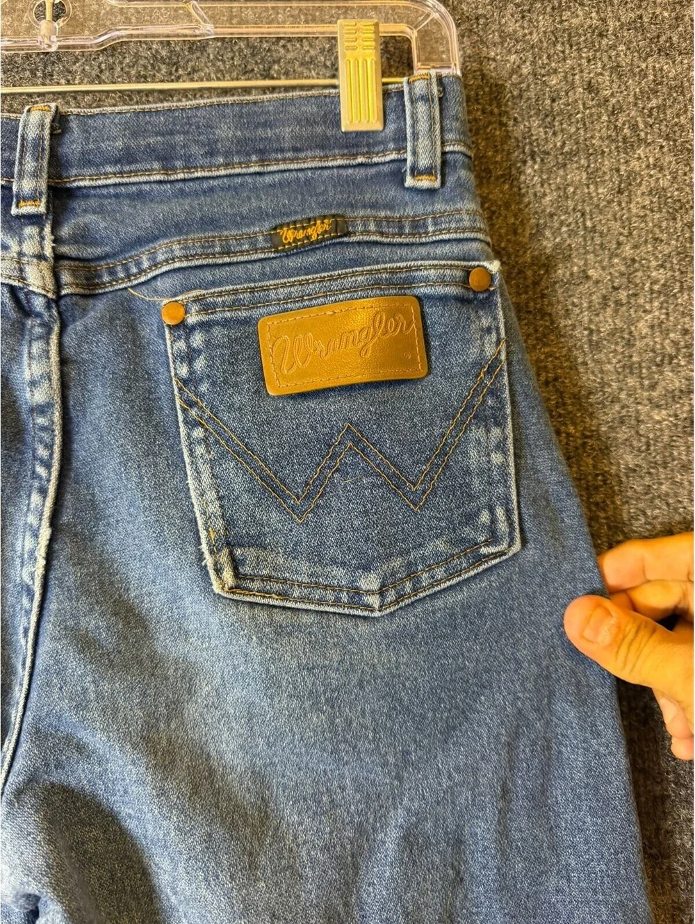 Wrangler Boys Size 18 Slim Blue Denim Jeans Cowboy Cut High Rise Stretch Western